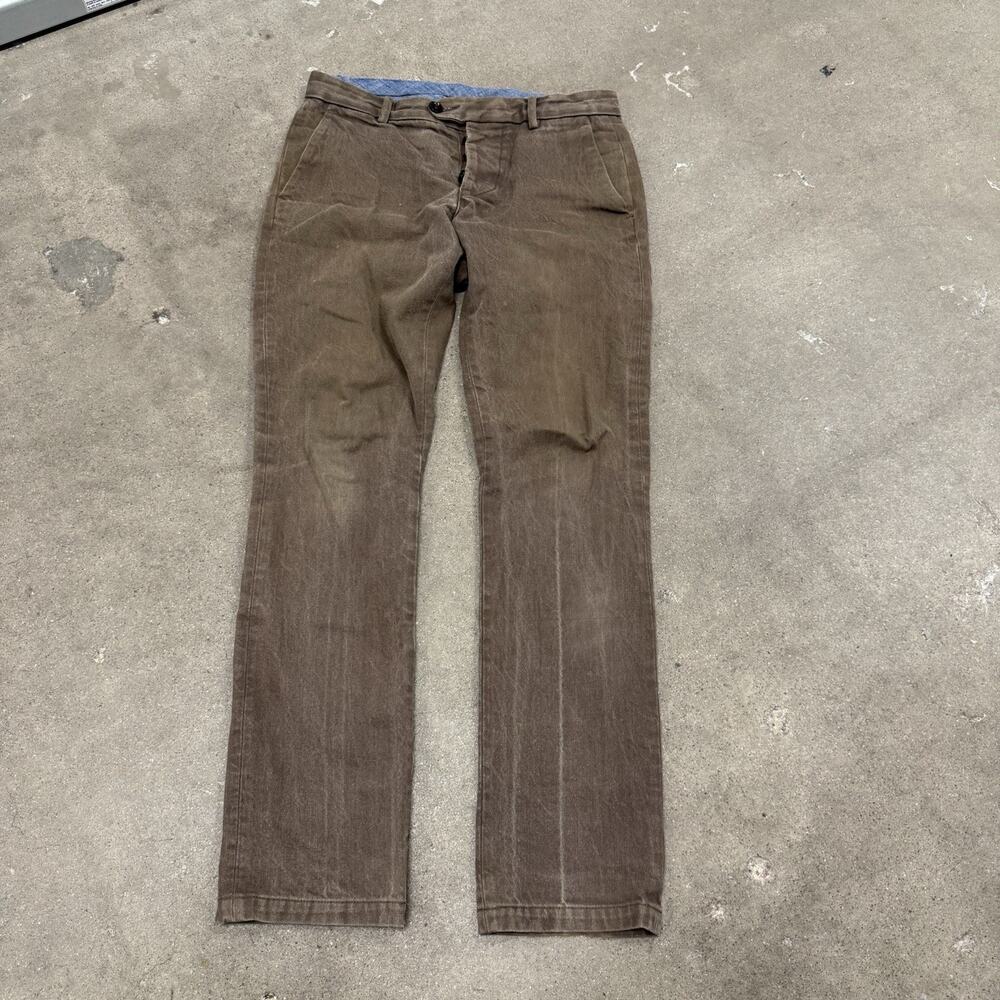 Gustin Brown Slim Straight Fit Washed Chino Pants Size 33x33(Tag 32) California